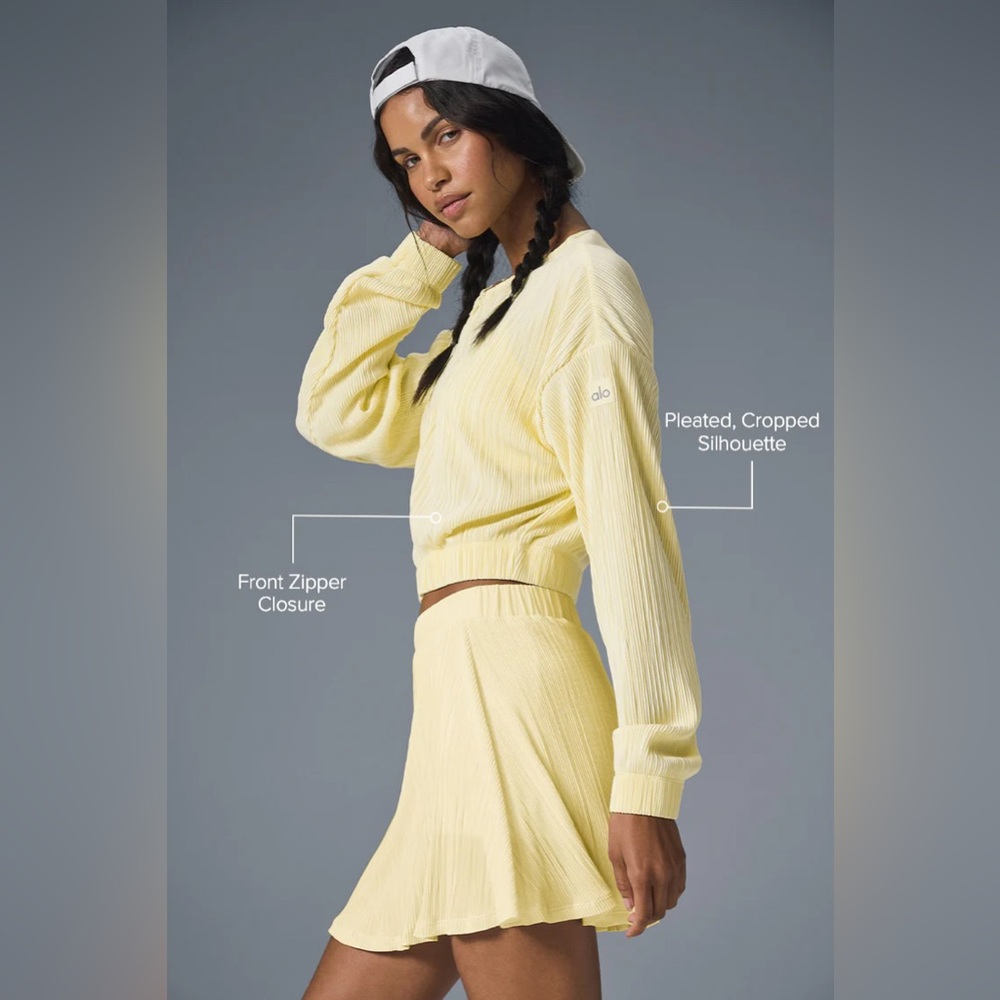 Alo XS Yellow Crepe Zip Up Jacket